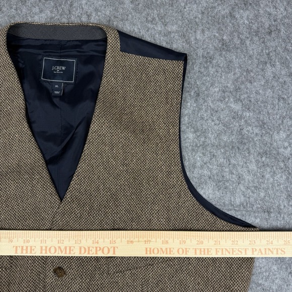J Crew Vest Mens XL Brown Wool Blend Tweed Waistcoat Preppy Formal Business - Picture 4 of 11